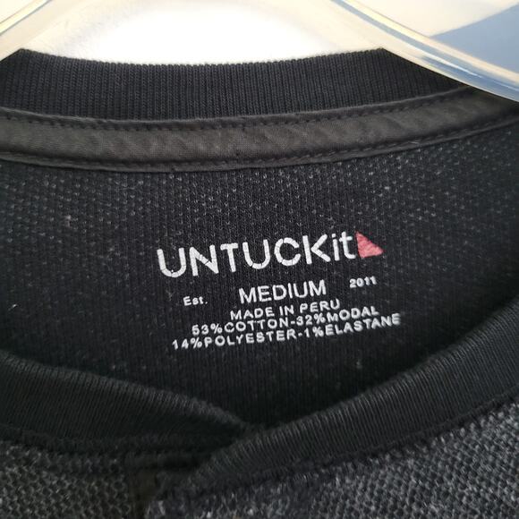 UnTuckIt Shrock Henley Shirt Casual Gray Snap Close Long Sleeve Men Medium - Picture 9 of 11